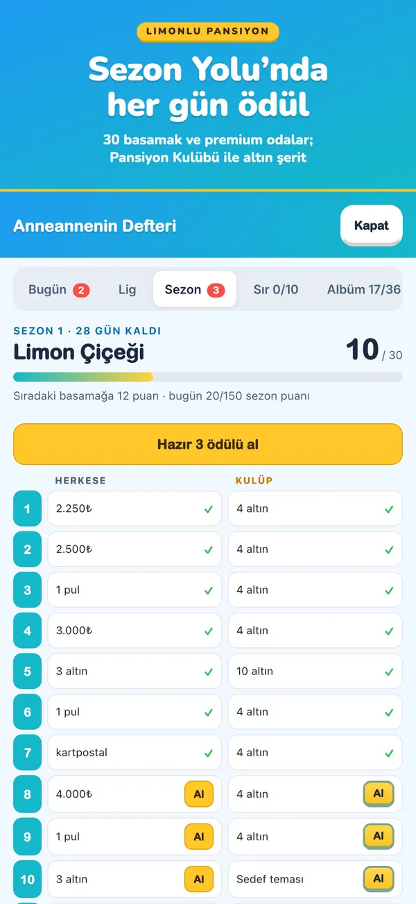 Sezon Yolu'nda her gün ödül